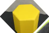 gelber Hexagon Sitzhocker aus Kunstleder